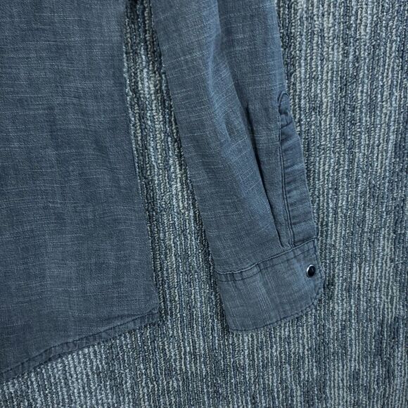 Wrangler Shirt men's XL Gray Denim long sleeve Black Pearl snap Casual Western - Picture 6 of 11